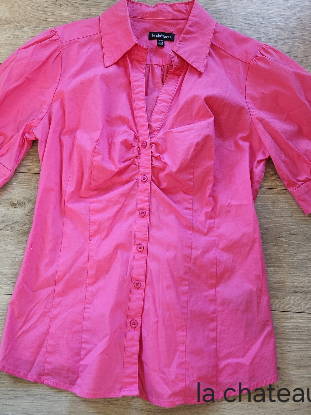 le chateau Hot Pink Button-Front Women's Shirt